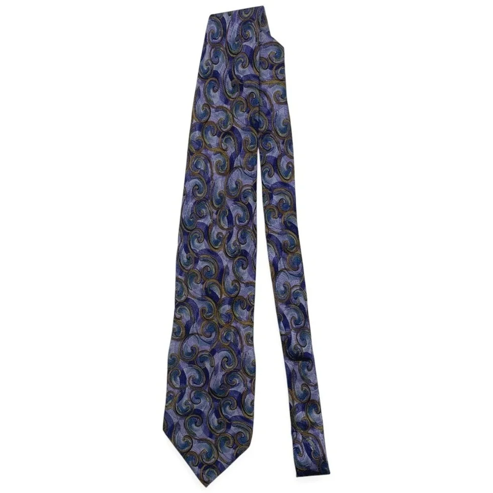 J. Garcia 100% Silk Ties Lot‎ 3 Abstract Pattern Blue Yellow Brown